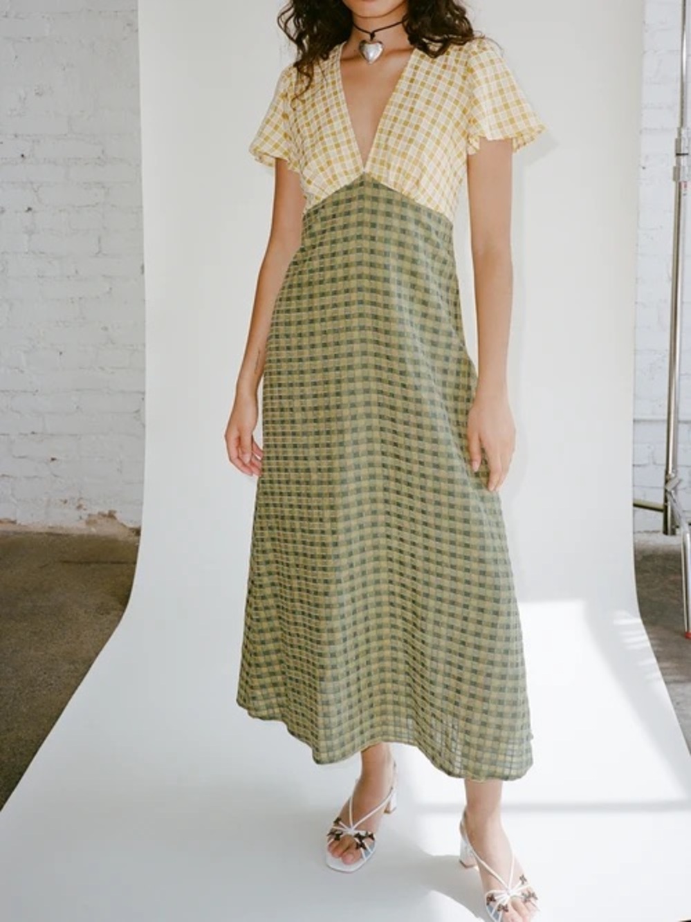 Lisa Says Gah Grace Dress in Green and Yellow Plaid